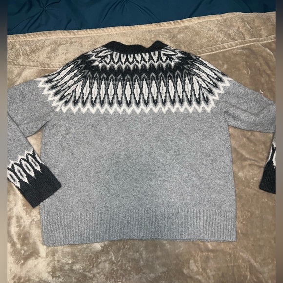 Vineyard Vines cashmere gray black Tonal Fair Isle Crew Sweater Medium - Picture 2 of 4